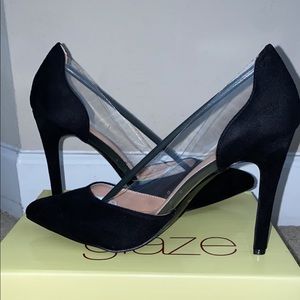Glaze Black and Clear Heels Size 10